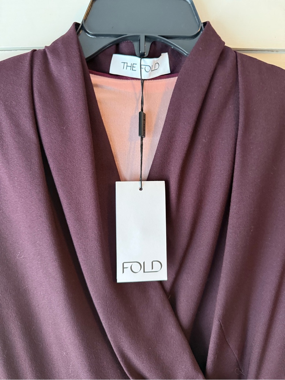 NWT The Fold Wool Long Sleeve Wrap Midi Dress - Deep Plum - UK14/US10 - Picture 5 of 8